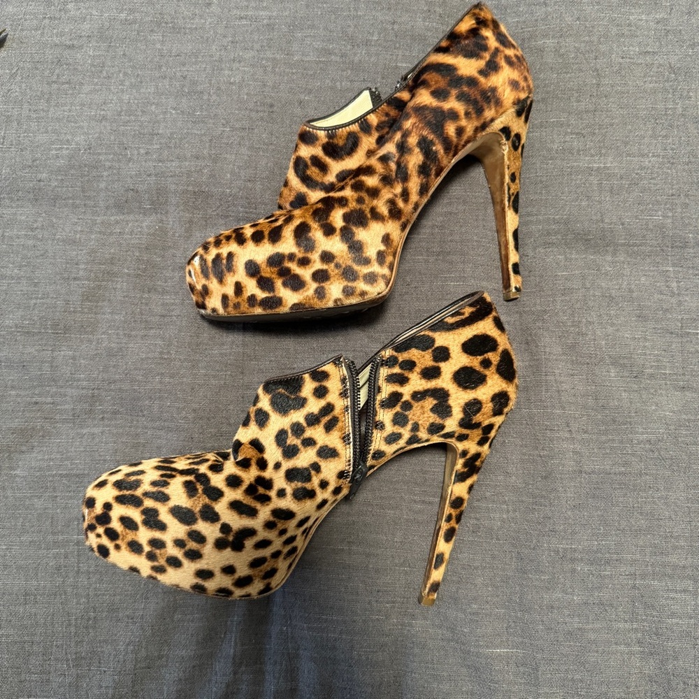 Brian Atwood | Pony Hair Cheetah print booties | size 38
